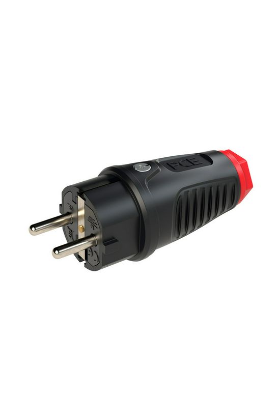Dugvilla 2P+E piros gyűrűvel földelt 16A egyenes 250V fekete gumi csavaros IP54 Taurus2 PCE - 0512-sr