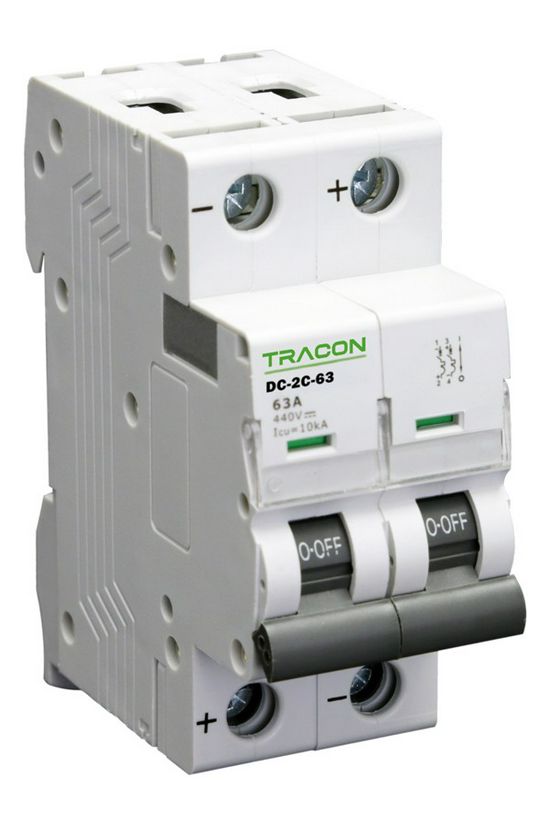 Kismegszakító napelemhez 2P 13A C-jelleg 250V DC 6kA/60898 DC TRACON - DC-2C-13
