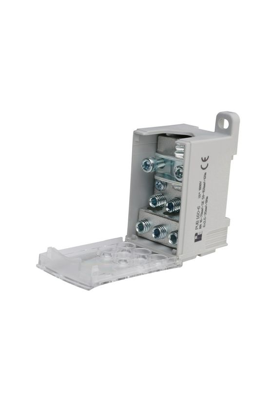 Elosztóblokk 160A 1x16-70+6x2,5-35mm2 szürke 1P csavaros kalapsínre PVB 160-6 Pollmann - 2080720