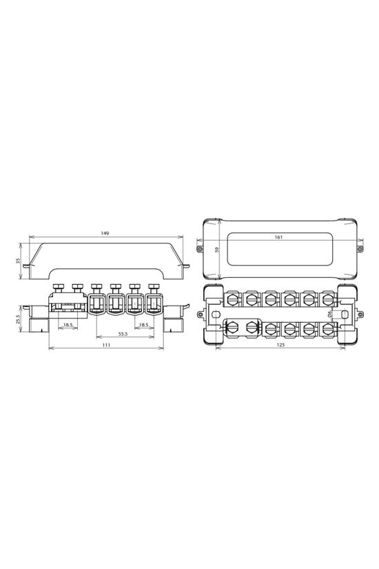 EPH-sín szigetelt réz moduláris 60mm x 60mm x 160mm burkolattal PAS 11AK DEHN - 563200