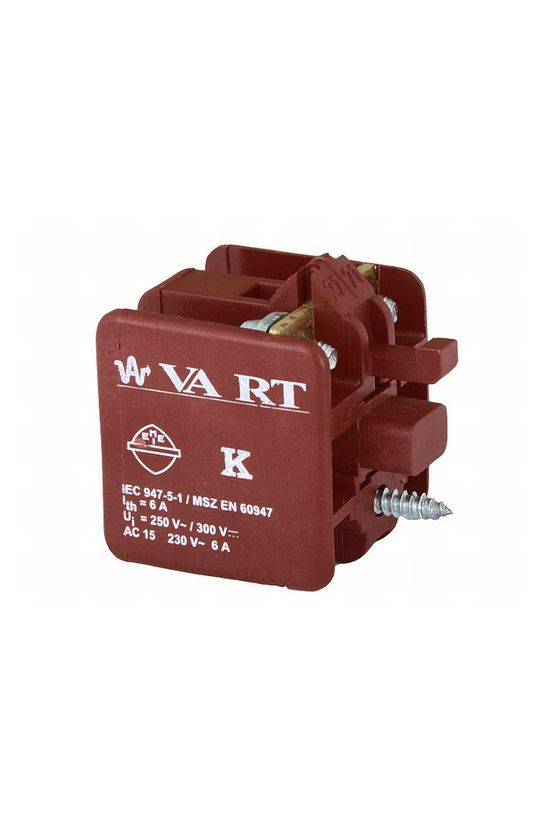 Érintkezőblokk vezérlőkészülékhez előlapra 1-z 1-ny 6A/AC15/230V csavaros VA Elektronika - K