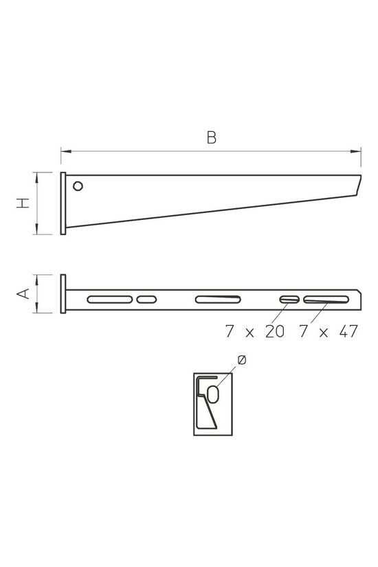 Fali-/oszlopkonzol fejlemezzel 410mm x merítetten horganyzott acél AW 15 41 FT OBO-BETTERMANN - 6420745
