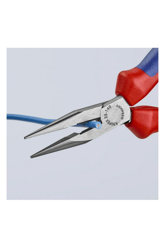 Fél-kerek csőrű (rádió) fogó 61HRC vágóéllel max.d2,5/1,6mm piros-kék 140mm-hossz KNIPEX - 2502140