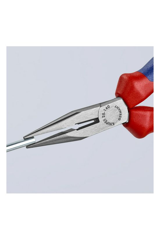 Fél-kerek csőrű (rádió) fogó 61HRC vágóéllel max.d2,5/1,6mm piros-kék 140mm-hossz KNIPEX - 2502140