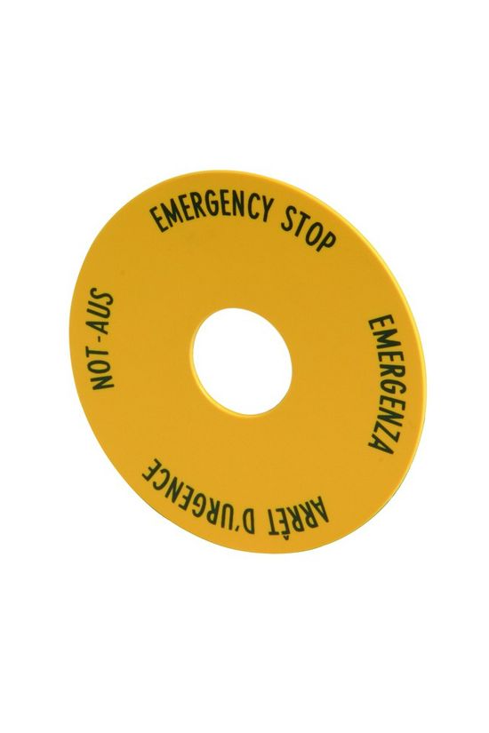 Felirati tábla vészgombhoz sárga kerek-forma 90mm-sz 90mm-ma 90mm-külsőátmérő M22-XAK1 EATON - 216465