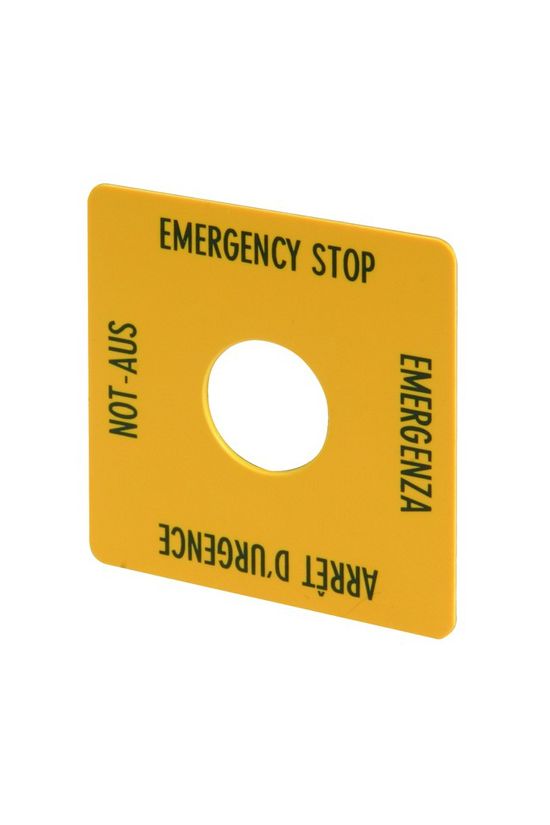 Felirati tábla vészgombhoz sárga négyzetes-forma 50mm-sz 50mm-ma M22-XYK1 EATON - 216484