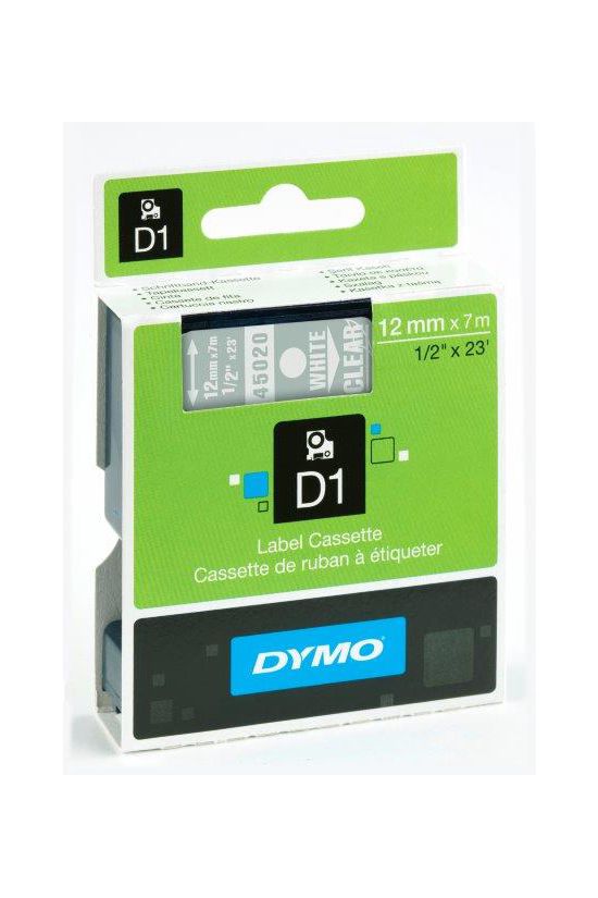 Feliratozó szalag poliészter átlátszó/ fehér-betű 12mm x 7m UV-álló D1 45020 DYMO - S0720600