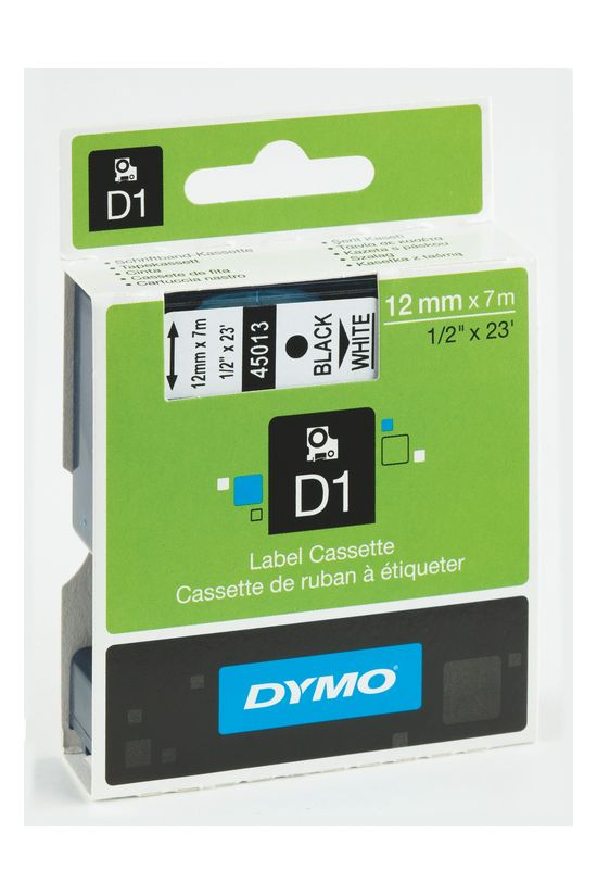 Feliratozó szalag poliészter fehér/ fekete-betű 12mm x 7m  UV-álló D1 45013 DYMO - S0720530