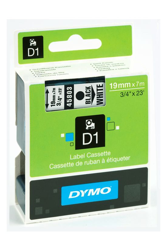 Feliratozó szalag poliészter fehér/ fekete-betű 19mm x 7m  UV-álló D1 45803 DYMO - S0720830
