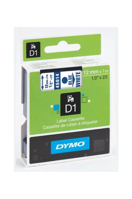 Feliratozó szalag poliészter fehér/ kék-betű 12mm x 7m UV-álló D1 45014 DYMO - S0720540