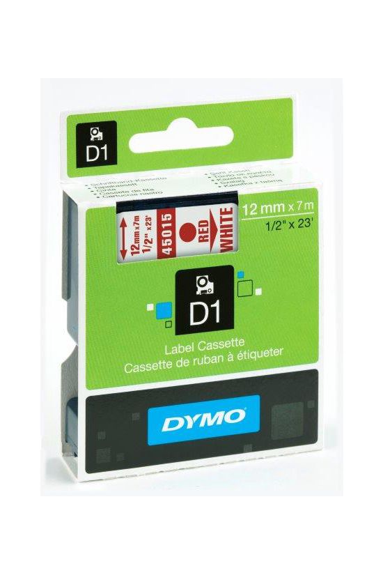 Feliratozó szalag poliészter fehér/ piros-betű 12mm x 7m UV-álló D1 45015 DYMO - S0720550