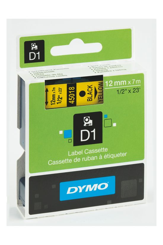 Feliratozó szalag poliészter sárga fekete-betű 12mm x 7m  UV-álló D1 45018 DYMO - S0720580