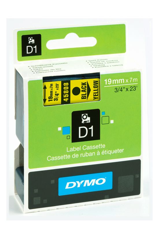 Feliratozó szalag poliészter sárga fekete-betű 19mm x 7m UV-álló D1 45808 DYMO - S0720880