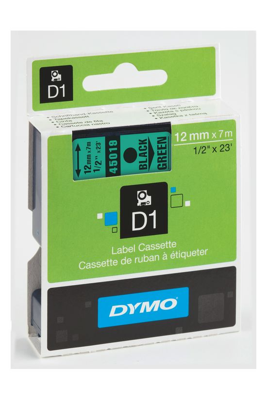 Feliratozó szalag poliészter zöld/ fekete-betű 12mm x 7m UV-álló D1 45019 DYMO - S0720590