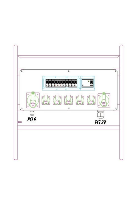 Felvonulási szekrény állványon 5x3P16A/230V 1x5P16A/400V 1x5P32A/400V 63A CSE 200 Csatári Plast - CSP51021020