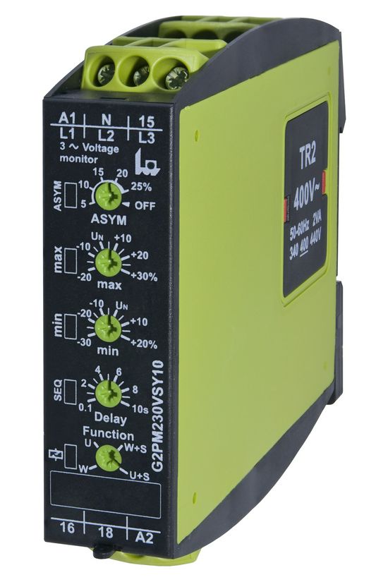 Feszültségfigyelő relé 3F motorhoz aszimmetria/kiesés/sorrend 5A/250V GAMMA G2PM400VSY10 Tele-Ha - 2390500