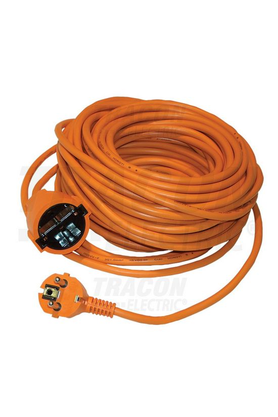 Flexo 3680W H05VV-F 3x 1.5mm2 20m SCHUKO-dugó pipa- SCHUKO-lengő anya 16A TRACON - UH20