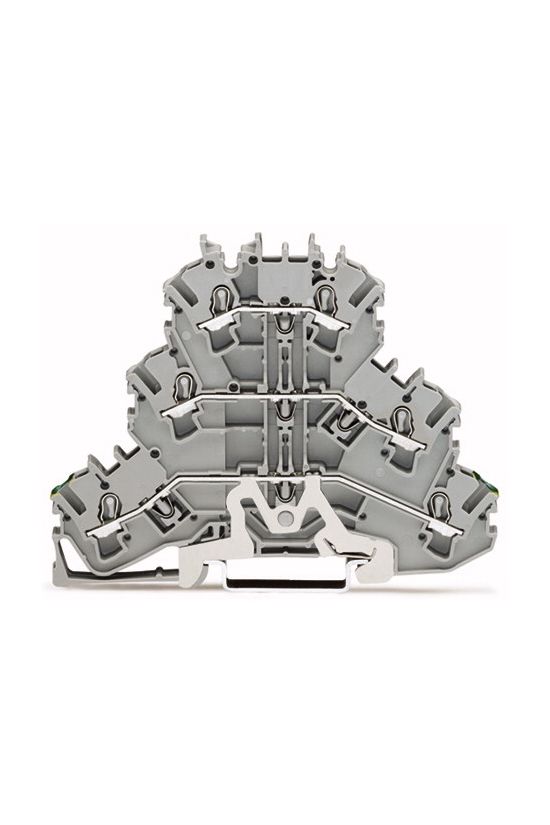 Földelő/átmenő sorkapocs 3-szintes 0,75-2,5mm2 TS35 szürke/zöld/sárga EX e rugószorításos WAGO - 2002-3227