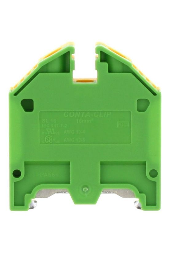 Földelő sorkapocs TS35 1-szintes 2,5-16mm2 zöld-sárga csavaros csavaros SL 16/35 GNYE CONTA-CLIP - 1197.2