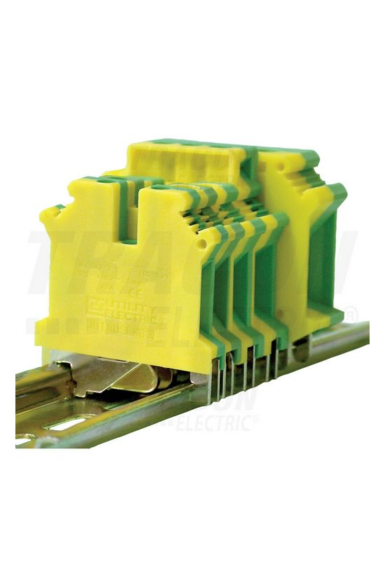Földelő sorkapocs TS35/C 1-szintes 0,5-10mm2 zöld-sárga csavaros csavaros TRACON - TSKA10JD