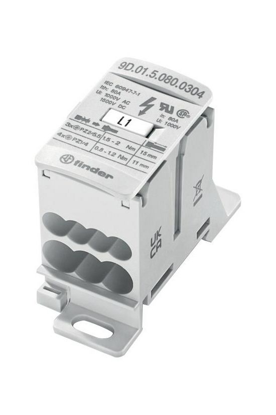 Fővezetéki leágazókapocs 3be/4ki 16mm2 IP20 1P 80A csavaros 4csatl./<6mm2 9D.01.5.080.0304 FINDER - 9D0150800304