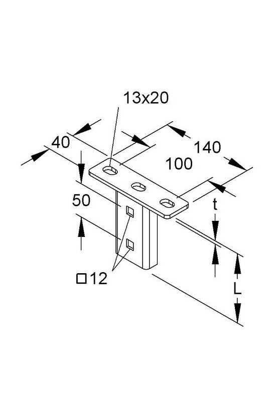 Függesztő fejlemez csavaros fejelem U-profil-hoz 90° merítetten horganyzott acél KU 50 Niedax - 4013339191901