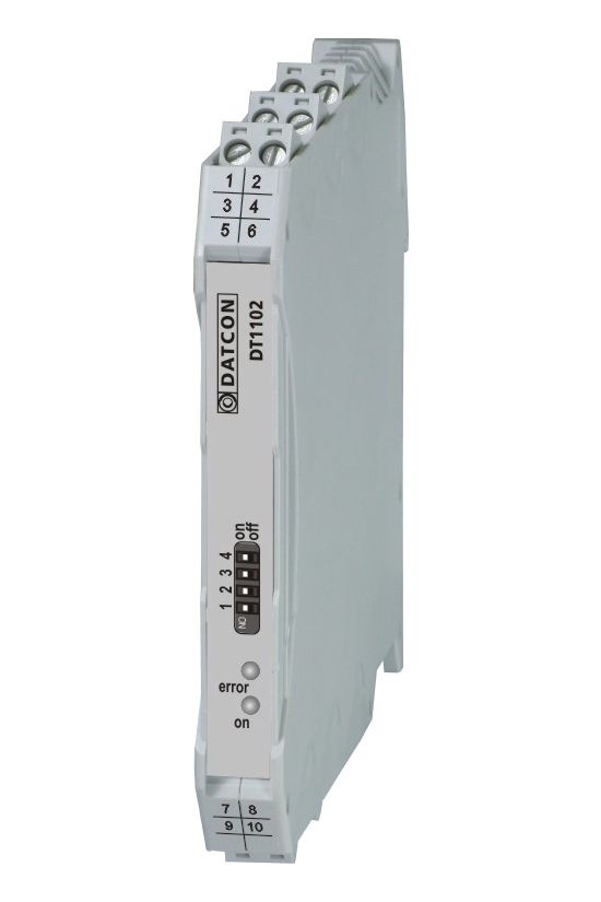 Galvanikus leválasztó átkapcsolható 0-20mA/4-20mA/0-10V/2-10V be-/kimenet 24VDC 66mA DATCON - DT1102