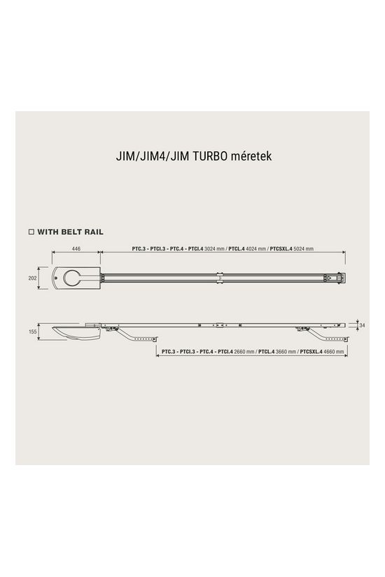 Garázsnyitó szett RF vezérlővel 24VDC-motor bordásszíj+3m sín 230V 600Nmax.húzóerő JM.3 BENINCA - 9592381