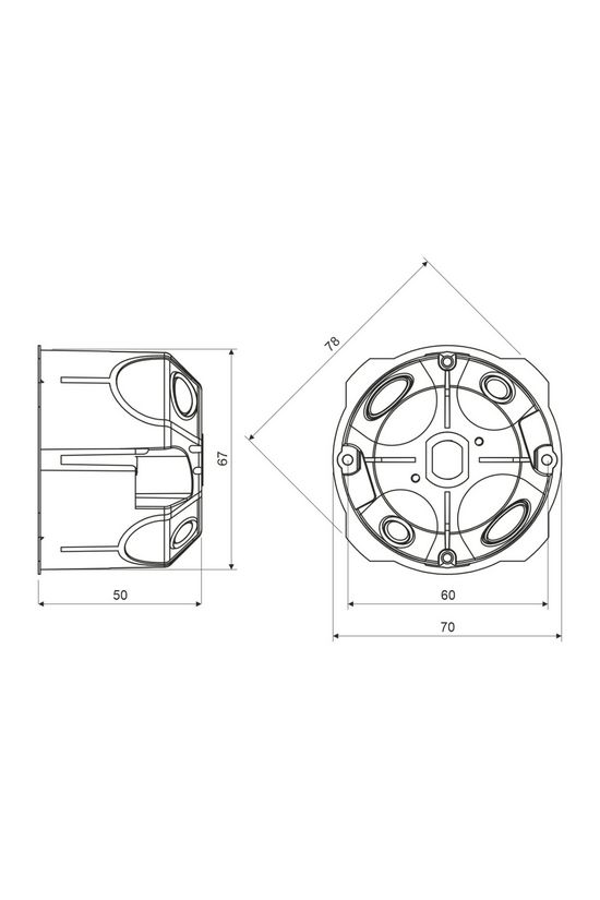 Gipszkarton szerelvénydoboz gumis 1-es kerek 68mm-átmérő műanyag szürke csavarral KPL KOPOS - KPL 64-50/LD HF_KA