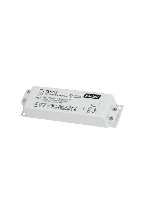 Halogén elektronikus trafó 220-240V/ 11,5V 20-60W műanyag SET60-K KANLUX - 01425