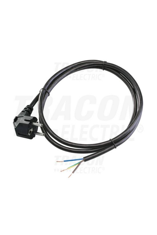 Hálózati csatlakozókábel 2300W H03VV-F 3x 0.75mm2 2m SCHUKO dugó pipa érvéghüvely 10A TRACON - DVK3X0.75