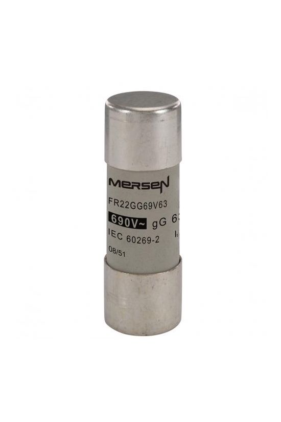 Hengeres biztosítóbetét gG 22x58mm 63A AC690V FR22GG69V63 MERSEN - Y215646J (782063)