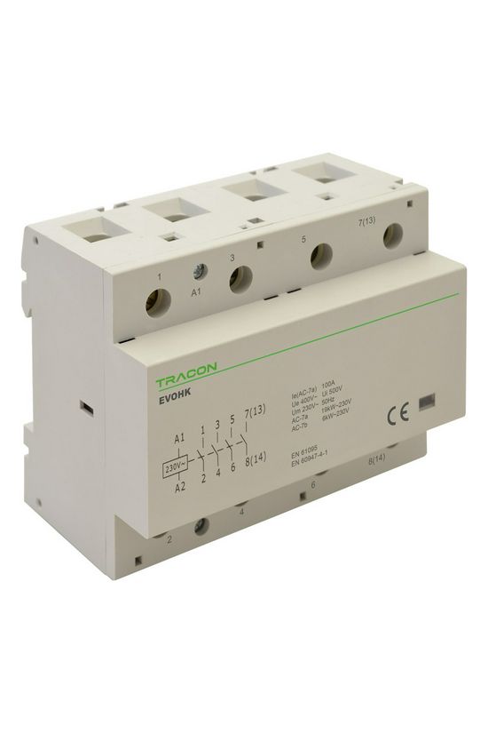 Installációs kontaktor sorolható 100A/ 230-400V AC 4z 220-240V AC-műk 4M TRACON - EVOHK4-100