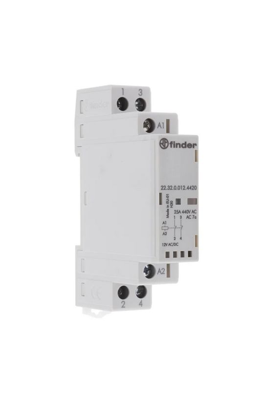 Installációs kontaktor sorolható 25A/ 250-440V AC 2ny 12V AC/DC-műk 1M 22.32.0.012.4420 FINDER - 223200124420