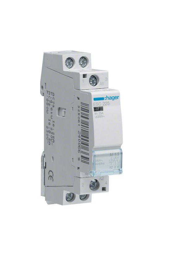 Installációs kontaktor sorolható 25A 250V AC 2-z 230V AC-műk 1mod Hager - ESC225