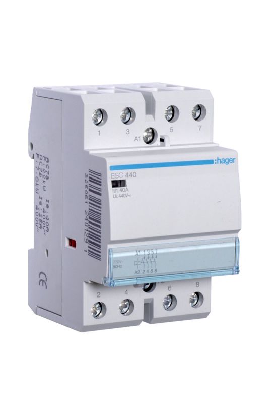 Installációs kontaktor sorolható 40A 400V AC 4-z 230V AC-műk 2mod Hager - ESC440