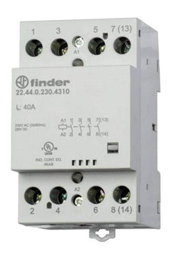 Installációs kontaktor sorolható 40A 440V AC 4-z 230V AC/DC-műk 3mod 22.44.0.230.4310 FINDER - 224402304310