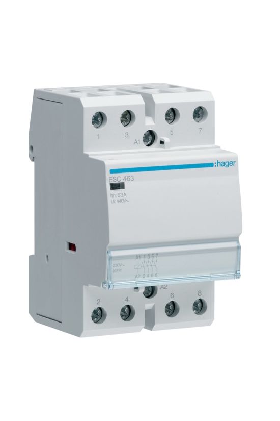 Installációs kontaktor sorolható 63A 400V AC 4-z 230V AC-műk 2mod Hager - ESC463