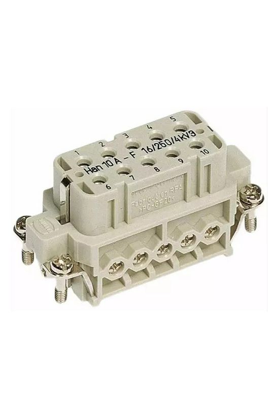 Ipari csatlakozó betét anya 10P 16A 250V csavaros hüvely termoplaszt-betét Han 10A-BU-S HARTING - 09200102812