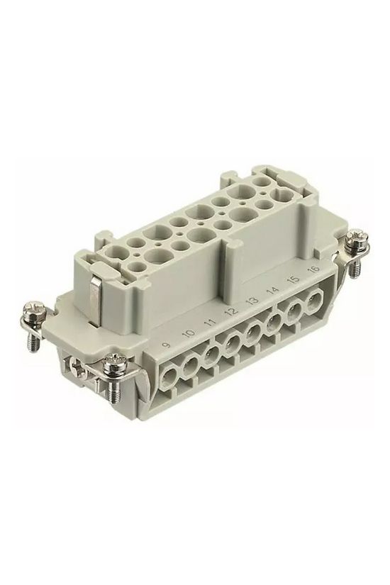Ipari csatlakozó betét anya 16P 16A 500V csavaros hüvely termoplaszt-betét Han 16E-bu-s HARTING - 09330162701