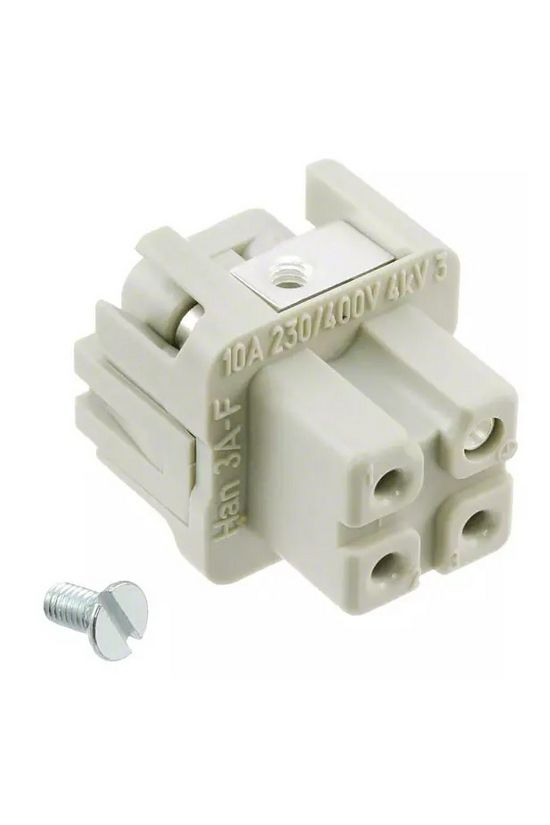 Ipari csatlakozó betét anya 3P 10A csavaros hüvely más rézötvözet-érintkező Han 3A-BU-S HARTING - 09200032711