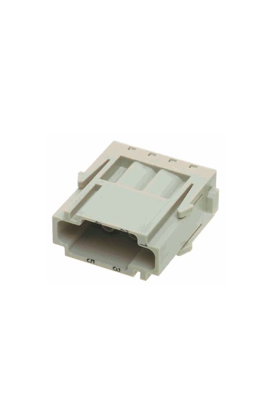 Ipari csatlakozó betét modul apa 6P 16A 500V krimpelt csapos Han 6MOD E HARTING - 09140063001
