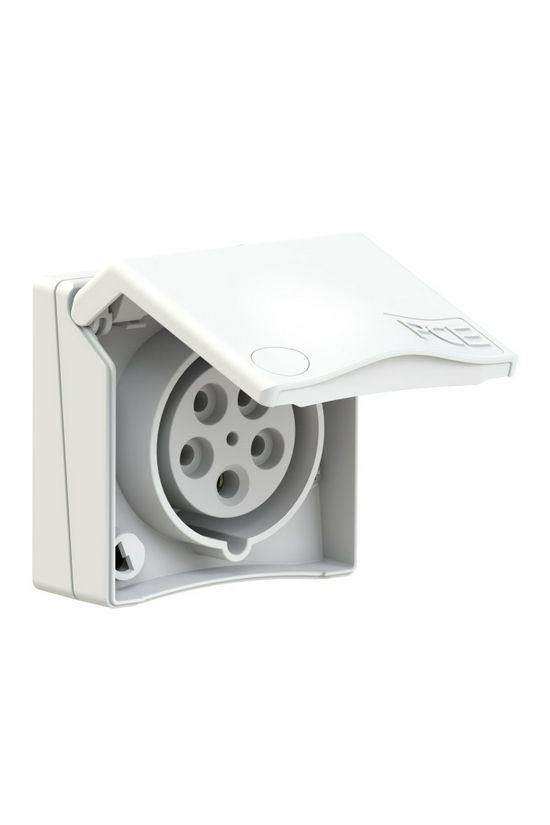 Ipari design dugalj 3P+N+E rászerelhető CEE 16A-táp 400V(50+60Hz) piros fehér PCE - 845-6v