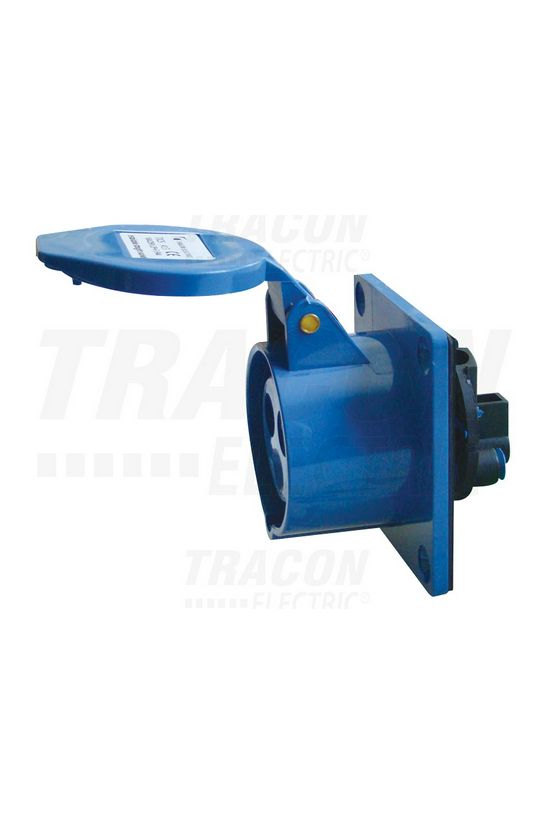 Ipari dugalj beépíthető 2P+E 16A 230V(50+60Hz) kék egyenes IP44 műanyag 6h-pozíció TRACON - TICS-413