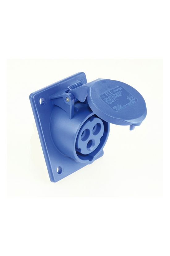 Ipari dugalj beépíthető 2P+E 16A 230V(50+60Hz) kék ferde IP44 műanyag 6h-pozíció csavaros PCE - 413-6