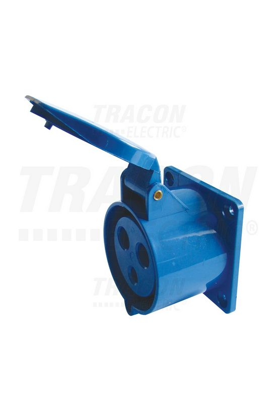 Ipari dugalj beépíthető 2P+E 32A 230V(50+60Hz) kék egyenes IP44 műanyag 6h-pozíció TRACON - TICS-423