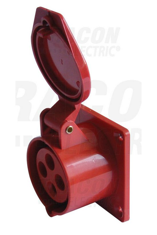 Ipari dugalj beépíthető 3P+E 16A 400V(50+60Hz) piros egyenes IP44 műanyag 6h-pozíció TRACON - TICS-414