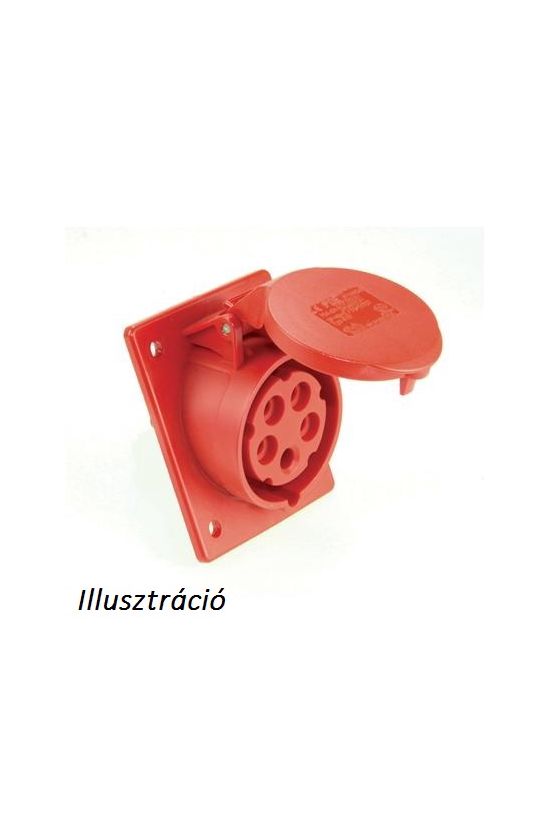 Ipari dugalj beépíthető 3P+E 16A 400V(50+60Hz) piros ferde IP44 műanyag 6h-pozíció csavaros PCE - 414-6