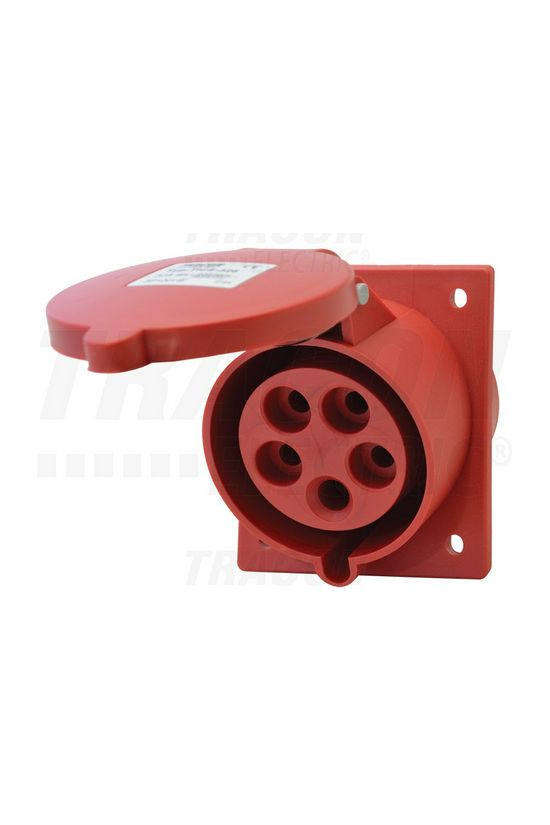 Ipari dugalj beépíthető 3P+E 32A 400V(50+60Hz) piros ferde IP44 műanyag 6h-pozíció TRACON - TICS-325