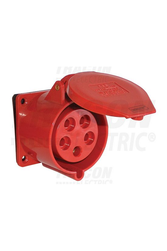 Ipari dugalj beépíthető 3P+N+E 32A 400V(50+60Hz) piros egyenes IP44 műanyag 6h-pozíció TRACON - TICS-425